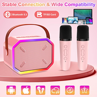 Mini machine de karaoké BT 5.3, système Android, microphone sans fil avec poignée de 2,5 pouces, qualité sonore HIFI, haut-parleur portable, LED coloré