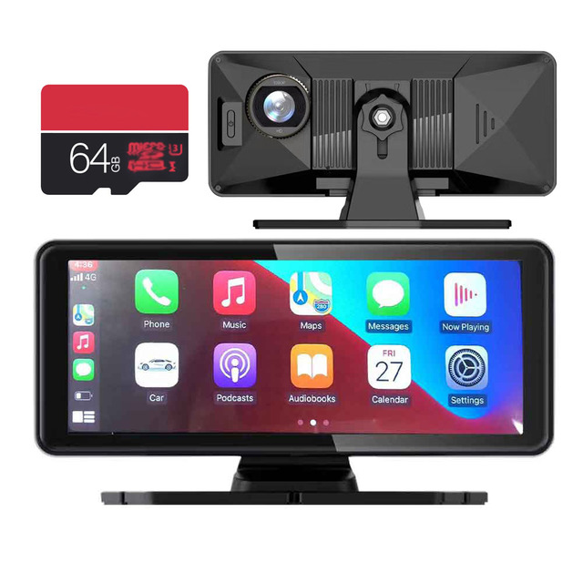 6.86' Portable Carplay Screen with Camera for Apple Carplay Android Auto Universal Car Radio Navigation with BT WIFI FM ZC08+64G