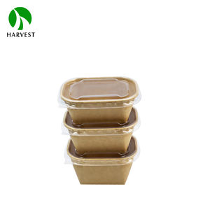 กล่องอาหารทำจากกระดาษคราฟท์สีน้ำตาลขนาด200มล. พร้อมฝาปิด PP เป็นมิตรต่อสิ่งแวดล้อม - Product Image 4