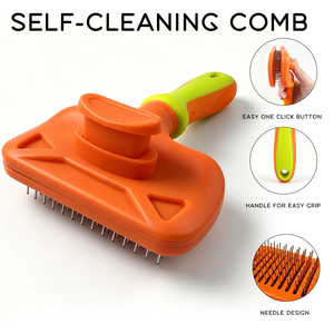 Nouvelle arrivée : peigne auto-nettoyant en acier inoxydable pour chien et chat, brosse de toilettage pour animaux de compagnie, pour enlever les poils de chien - Product Image 2