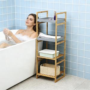 Étagère de rangement en bambou sur pied à 4 niveaux personnalisée pour l'organisation - Product Image 2