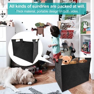 Cestino portaoggetti rettangolare pieghevole <span class=keywords><strong>in</strong></span> feltro di grandi dimensioni con manici per il trasporto <span class=keywords><strong>in</strong></span> <span class=keywords><strong>legno</strong></span> per vestiti, scarpe, libri, riviste, <span class=keywords><strong>legno</strong></span> - Product Image 5