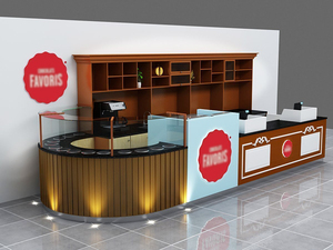 Mostrador de Exhibición para Quiosco de Cafetería en Centro Comercial Moderno, Personalizado, Ecológico, Duradero, con Iluminación LED, Diseño para Cafetería Minorista - Product Image 5