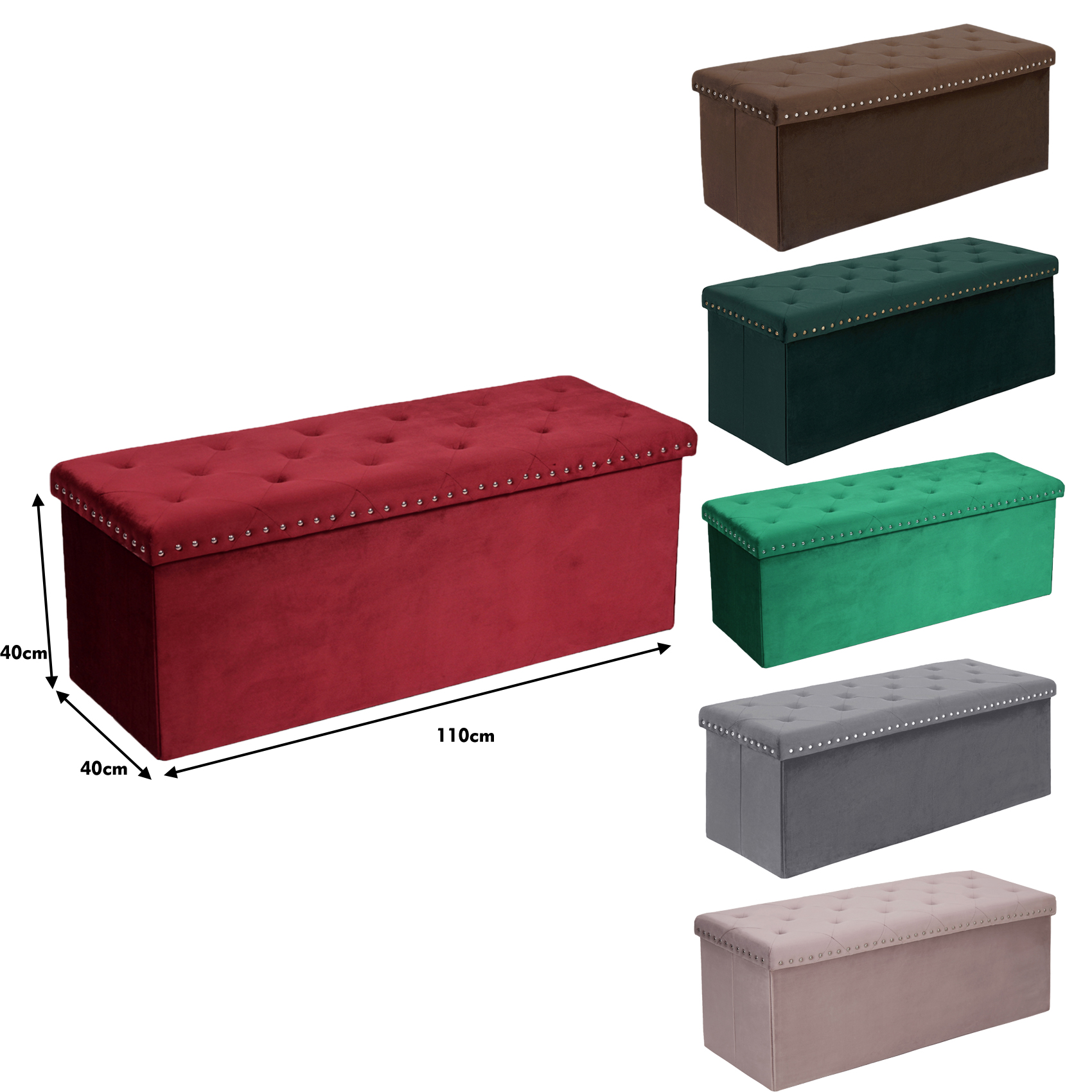 Bailey Modern Otomano Atacado Custom Velvet Otomano Tecido Folding Storage Box Stool Bench For Bedroom