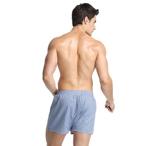 Calzoncillos Bóxer a Cuadros de Algodón Puro para Hombre, Corte Medio, Transpirables, Holgados, Tejidos, con Detalle en la Cintura - Product Image 3
