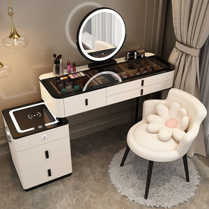 Meuble de Coiffeuse d'Angle Moderne de Luxe en MDF à 5 Tiroirs avec Miroir LED pour <span class=keywords><strong>Chambre</strong></span> à Coucher – Offre Spéciale - Product Image 2
