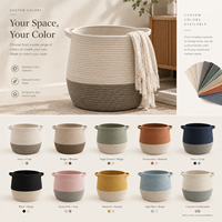 Grand panier en corde de coton tressé avec poignées, bac de rangement pour couvertures, jouets, linge, chambre d'enfant, salon, organisateur de décoration intérieure