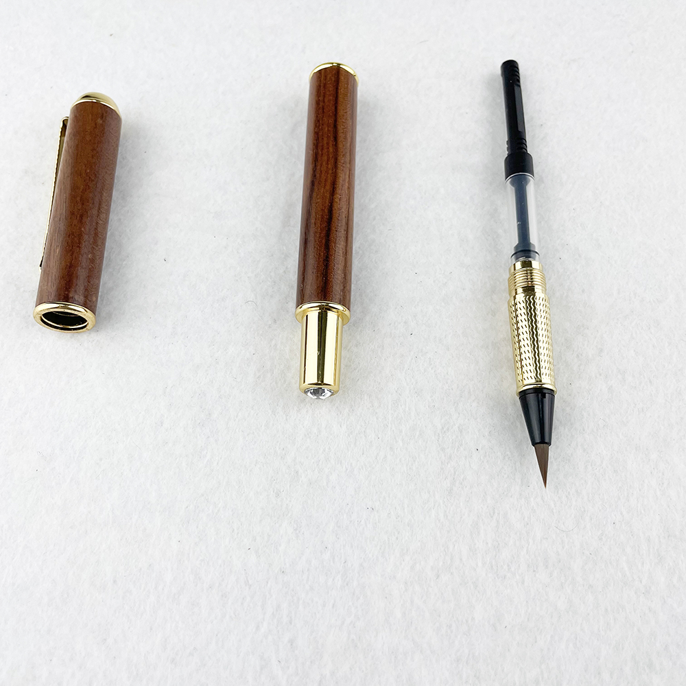 Pincel de madera para caligrafía, Bolígrafos recargables de tinta china, pluma de dibujo con logotipo personalizado