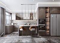 Panneau mdf uv haute brillance linéaire bricolage g profil poignée style moderne armoires de cuisine en forme de u pour petite pièce