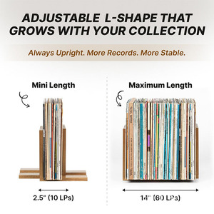 Expandable Wooden Vinyl Record Rack Solid Wood Storage Holder For Records And Books - Product Image 3
