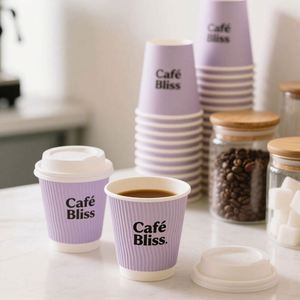 Gobelets à café en papier biodégradable à double paroi de qualité alimentaire, imprimés sur mesure, écologiques, diamètre 90 mm, 12 oz - Product Image 4