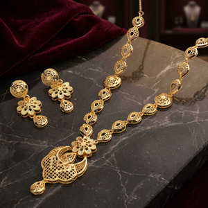 Wholesale 14K 18K 24K Gold Plated Forming <b>Long</b> <b>Necklaces</b> Set Turkish Design Bridal Set Traditional Dubai Style <b>Long</b> Jewelry Set - Product Image 2