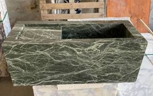 Luxuriöser Integrierter Waschtisch aus Grünem Marmor, Handgefertigter Naturstein, Langlebig, Umweltfreundlich, Polierte/Geschliffene Oberfläche, Anpassbar - Product Image 3