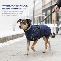 Veste d'hiver pour chien rembourrée, imperméable, doublée de polaire, réfléchissante, harnais intégré avec anneau en D pour chiens de taille moyenne à grande, du S au 5XL