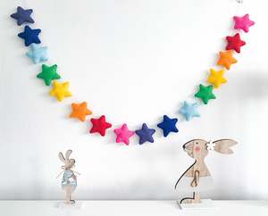 Etsy Handmade Cheap Diy Valentine Craft rainbow <strong>Nursery</strong> Decor Star <strong>Bunting</strong> Stuffed Felt Garland - Product Image 1