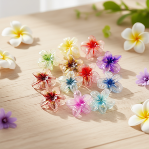 Fermaglio per capelli a forma di fiore di frangipani color gelatina elettroplaccato da 8 cm - Product Image 2