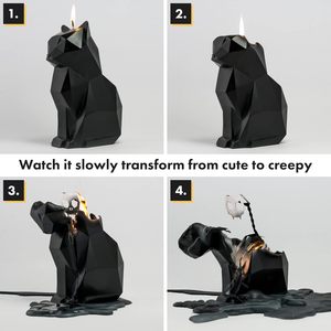 Candela a Forma di Gatto Pyropet <span class=keywords><strong>Kisa</strong></span>, Scheletro Nero, Durata 20-25 Ore, Scultura Geometrica Spaventosa e Carina, Decorazione Natalizia, Regalo per Amanti dei Gatti - Product Image 6