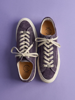 Chaussures de skate vulcanisées unisexes personnalisées avec logo, en daim violet, légères, rétro, à lacets, baskets décontractées