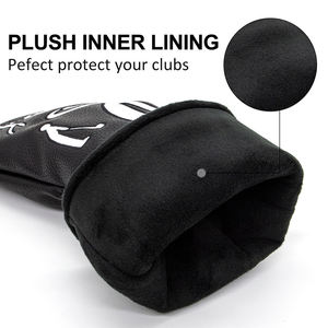 OEM Black Golf Wood Headcover Set Driver Fairway Hybrid <b>Head</b> <b>Cover</b> PU Leather Wood Headcovers for 460cc Drivers - Product Image 3