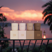 Bougie en Céramique C&H Écologique avec Logo Personnalisé en Relief, Cire de Soja Parfumée 200g et Mèche en Bois, avec Coffret Cadeau