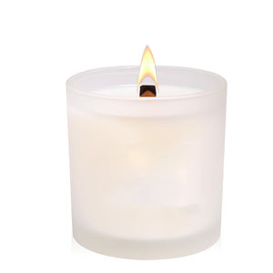 4 Oz. 7 Oz. 10 Oz. White Frosted <b>Glass</b> Candle Holder <b>Glass</b> Candle Jar Round Metal Cover - Product Image 2