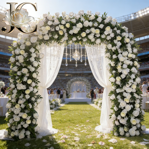 Arche florale <span class=keywords><strong>de</strong></span> mariage réaliste en soie et verdure artificielle, grande taille, faite à la main, vente en gros JC - Product Image 1