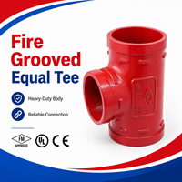 Té en fonte ductile 2-1/2" 73MM pour protection incendie, raccord de tuyauterie moulé, té égal rainuré, homologué FM UL