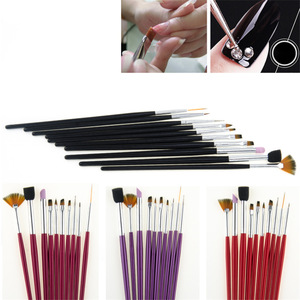 Ensemble de pinceaux en nylon pour nail art, pinceaux plats pour gel, éponge pour dessin floral, stylos à estomper, à pointiller et à graver - Product Image 1