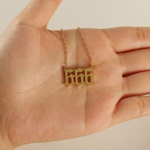 ZOGXIN Gold Sand Number Necklace 666 Stainless Steel Pendant Fashion Jewelry for Men Women - Product Image 4