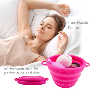 Vaso Esterilizador de Silicona <span class=keywords><strong>Plegable</strong></span> de 550 ml, Vaso <span class=keywords><strong>Menstrual</strong></span> Reutilizable y Esterilizador de Discos Menstruales - Product Image 5