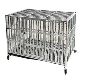 Cages d'élevage pour chiens Grande cage pour chien en acier inoxydable robuste Chenils en métal de 48 pouces avec structure en fer respirant Cage pour animaux de compagnie