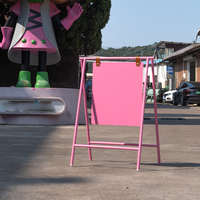 Présentoir pliable rose 70x50cm, enseigne de sol en métal, logo personnalisé, signalisation de café