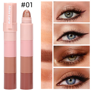 Lápiz Labial 4 en 1 de Alta Pigmentación, Sombra de Ojos MISS <span class=keywords><strong>LARA</strong></span>, Set Hidratante e Impermeable - Acabado Mate y Terciopelo, Cuatro Colores, Rubor Mineral en Polvo - Product Image 3