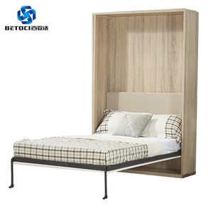 BETOCI Hidden Folding Bed With Storage Wood Minimalist Design Multifunctional Bed Hardware For Small Spaces - Product Image 1