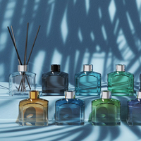 C & H Luxe Cuir Wrap Marbre Couvercle Verre Transparent Récipient Embossé Logo Reed Diffuseur