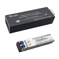 Convertisseur de média fibre optique mini Gigabit Hereta 10/100/1000 Mbps 1310 nm Monomode Double Fibre 20 KM LC SFP Entrée d'alimentation Type-C 5V Garantie 1 an