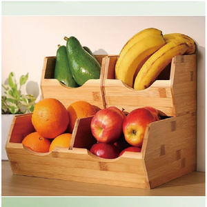 Ensemble de 3 bacs de rangement pour garde-manger en bois laqué coulissant pour pommes de terre et oignons avec un design durable et une grande capacité - Product Image 2