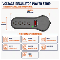Régulateur de tension automatique 500VA 300W, multiprise avec protection contre les surtensions, sortie 120V, pour réfrigérateur, appareils électroménagers