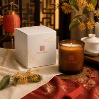 Boîte à bougies en carton blanc de style chinois avec sceau vermillon, emballage pliable personnalisé pour bougies de soja, faible MOQ, boîte cadeau