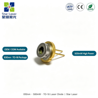 Diode laser NIR industrielle 830 nm 500 mW TO18 Union Optronics U-LD-83E061AP haute puissance pour système d'éclairage infrarouge