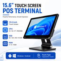 Máquina de Punto de Venta con Pantalla Táctil de 15.6 Pulgadas, Soporte Plegable, Sistema POS, Windows Android, Máquina de Caja Registradora para Minoristas, Caja Registradora de Escritorio