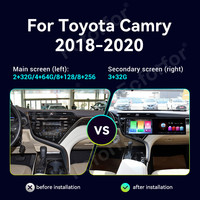 Autoradio 23 ''à double écran pour Toyota Camry 2018-2020 Android 14 GPS Navigation Multimedia Player Auto Wireless Carplay
