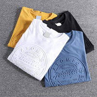 T-shirts Homme Personnalisés Mode Oem Coton Uni Manches Courtes Col Rond avec Logo en Relief