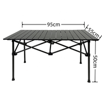 Polar Everest Outdoor Funiture Table de camping pliante portable noire en aluminium pliable