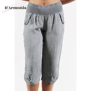 Shorts décontractés pour femmes de style italien, nouvelle mode, couleur unie, coupe slim pour l'été, taille élastique, devant plat - Vente en gros - Product Image 1