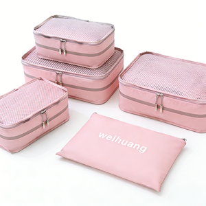 Cubes <span class=keywords><strong>de</strong></span> rangement pour bagages en maille <span class=keywords><strong>de</strong></span> compression personnalisés en nylon, 4 pièces, avec fermeture à glissière et pochette à linge - Product Image 1