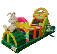 Parcours d'obstacles gonflable commercial Lapin de Pâques avec château gonflable et œufs de Pâques