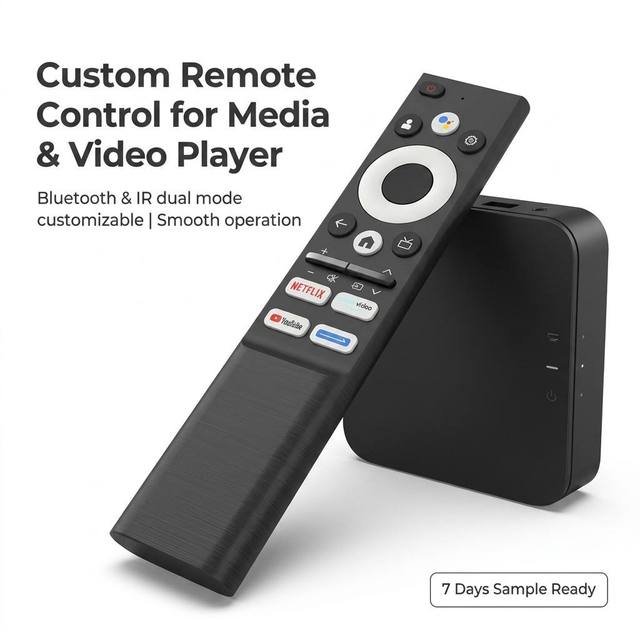 Custom Smart Remote for Media Player & Streaming TV Box with Fixed Code for IR Dual Mode | Google Assistant Voice Control