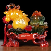 Ornement en résine en forme de coccinelle dorée, style chinois, semi-fait main, Feng Shui, porte-bonheur, décoration d'intérieur, cadeau pour salon/bureau d'accueil