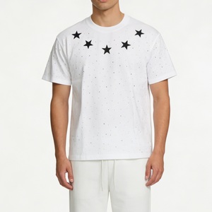 Camiseta Personalizada con Pedrería, 100% Algodón, Manga Corta, Estampado Vintage, Camiseta de Alta Calidad para Hombre - Product Image 1